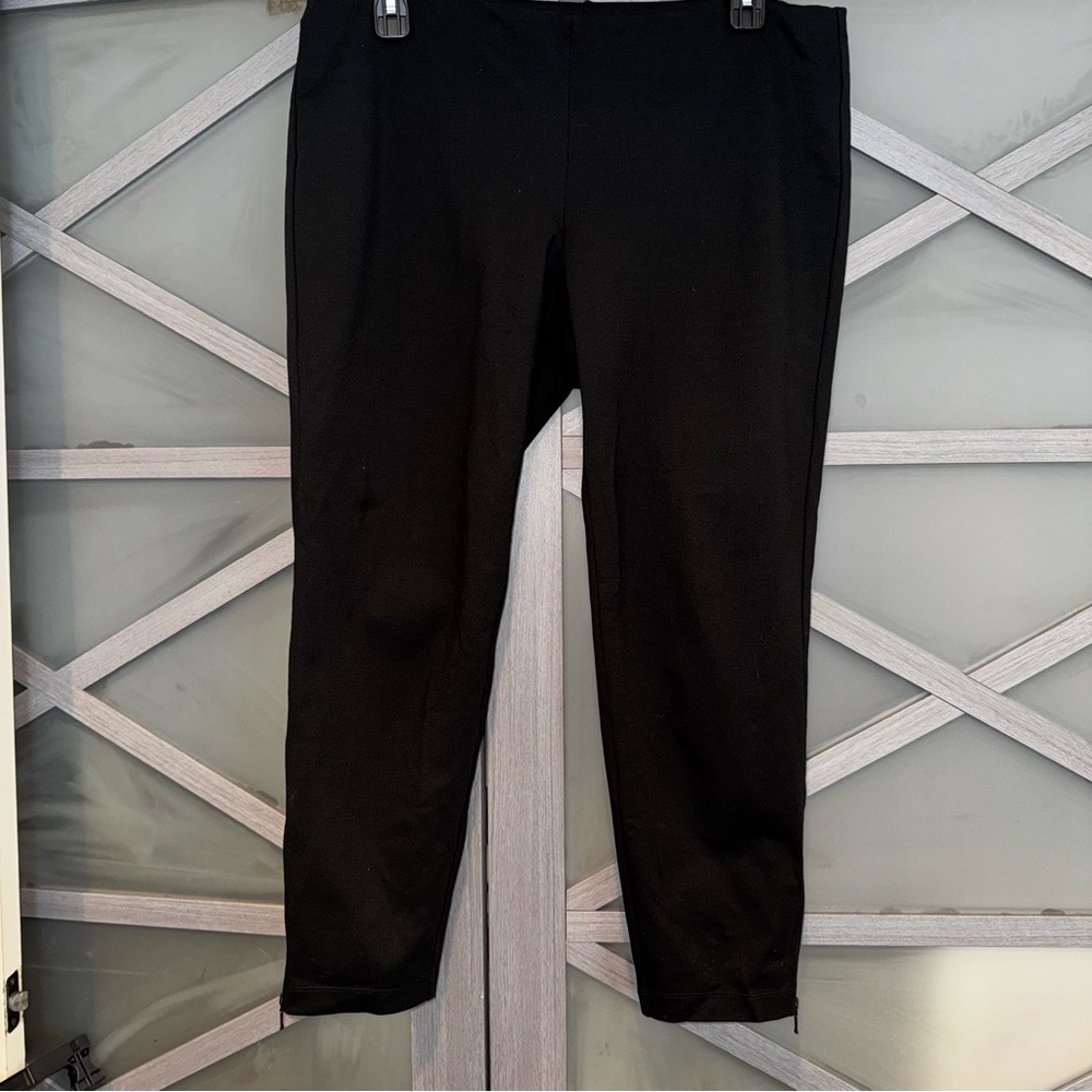 Eileen Fisher XL Zipper Ankle Black Cropped Stretch Pull On Pants